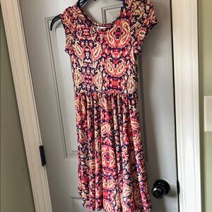 Dot Dot Smile Paisley Kids Dress - Red and Blue